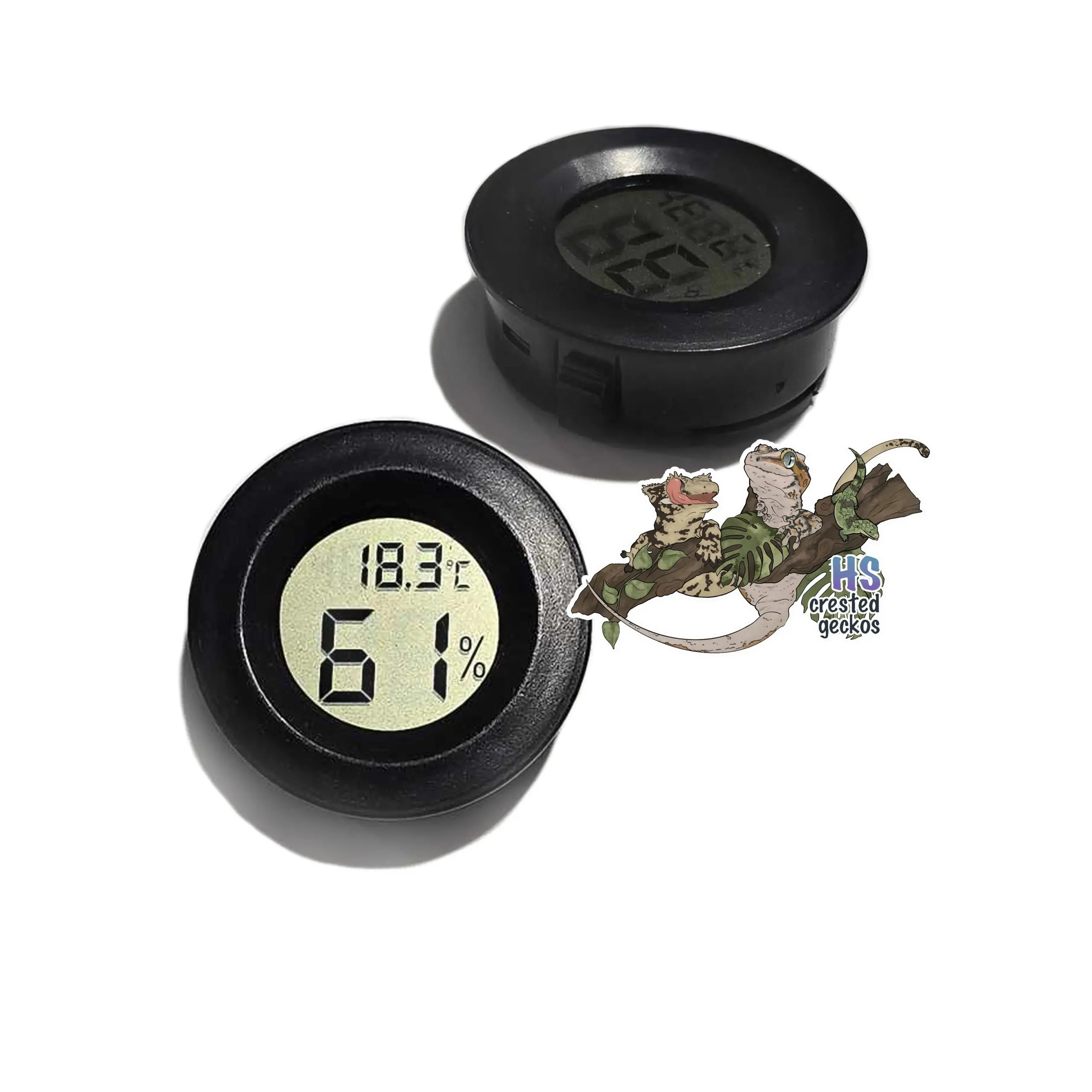 Black "Button" Thermometer/Hygrometer